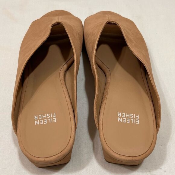 Eileen Fisher Katniss SuedeTan Mules With Minimalist Design Size 11 - Picture 2 of 9